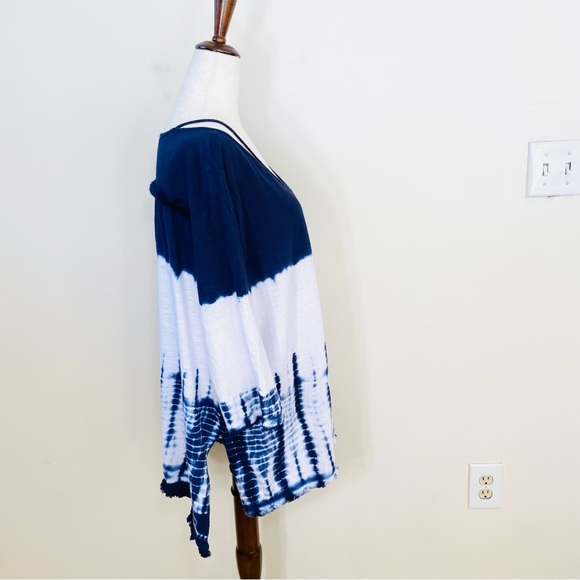 UMGEE tie dye fringe accent 3/4 sleeve top size large - Picture 4 of 11